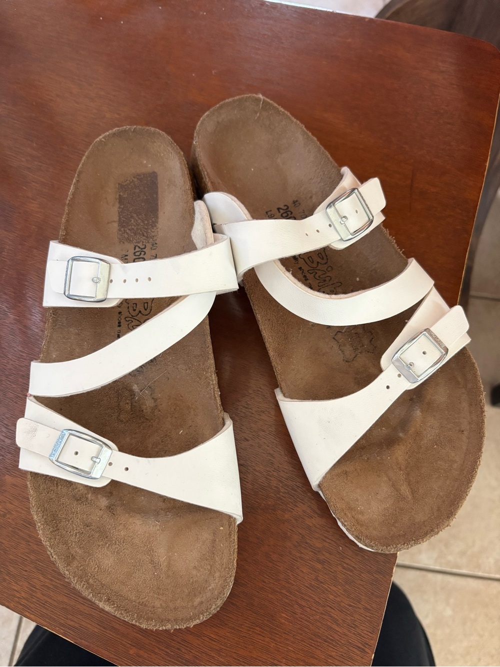 Birkenstock White Triple-Strap Adjustable Slide Sandals